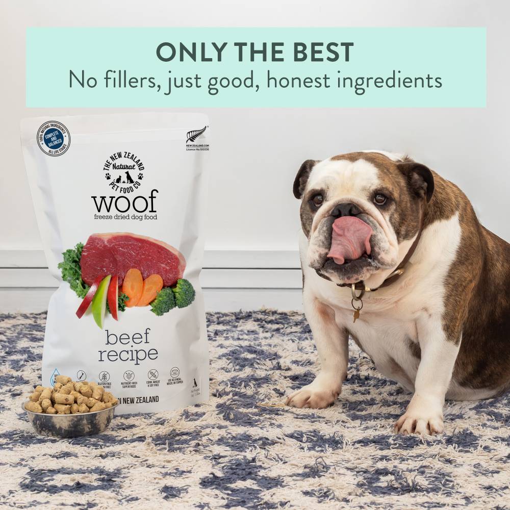 The New Zealand Natural Pet Food Co Woof Beef Recipe, Freeze-Dried Dog Food