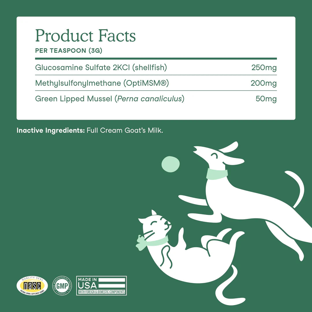 Fera Pets Hip + Joint Goat Milk Topper For Dogs and Cats, Pet Supplement, 6.34-oz