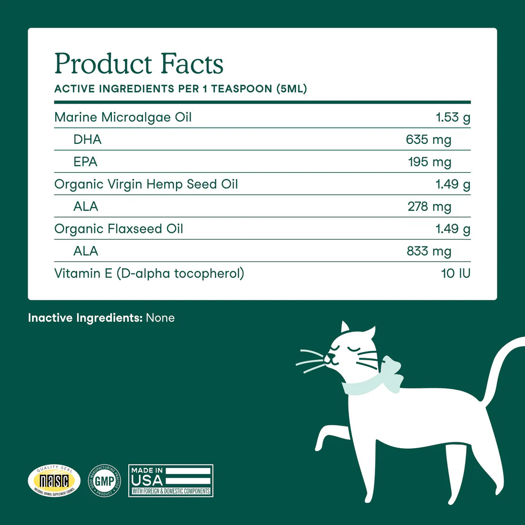 Fera Pets Algae Oil Omega-3, 6, 9 For Dogs and Cats, Pet Supplement, 8-oz