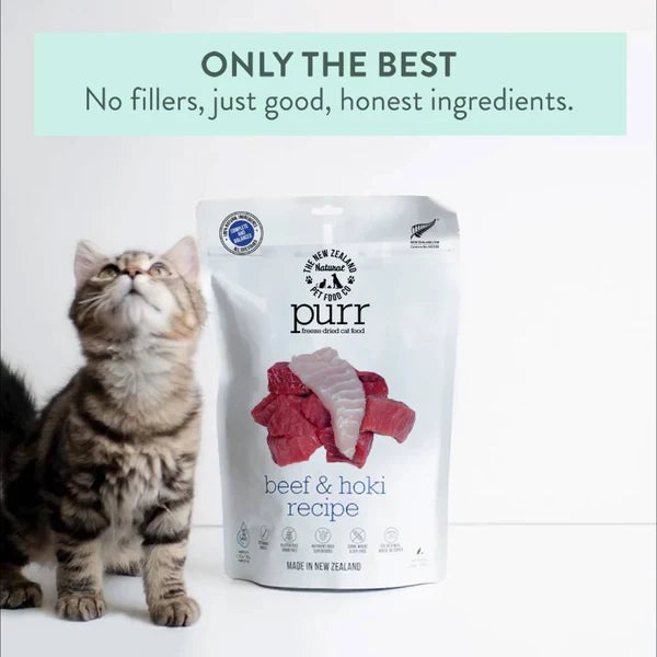 The New Zealand Natural Pet Food Co Purr Beef And Hoki Recipe, Freeze-Dried Cat Food, 9.9-oz Bag