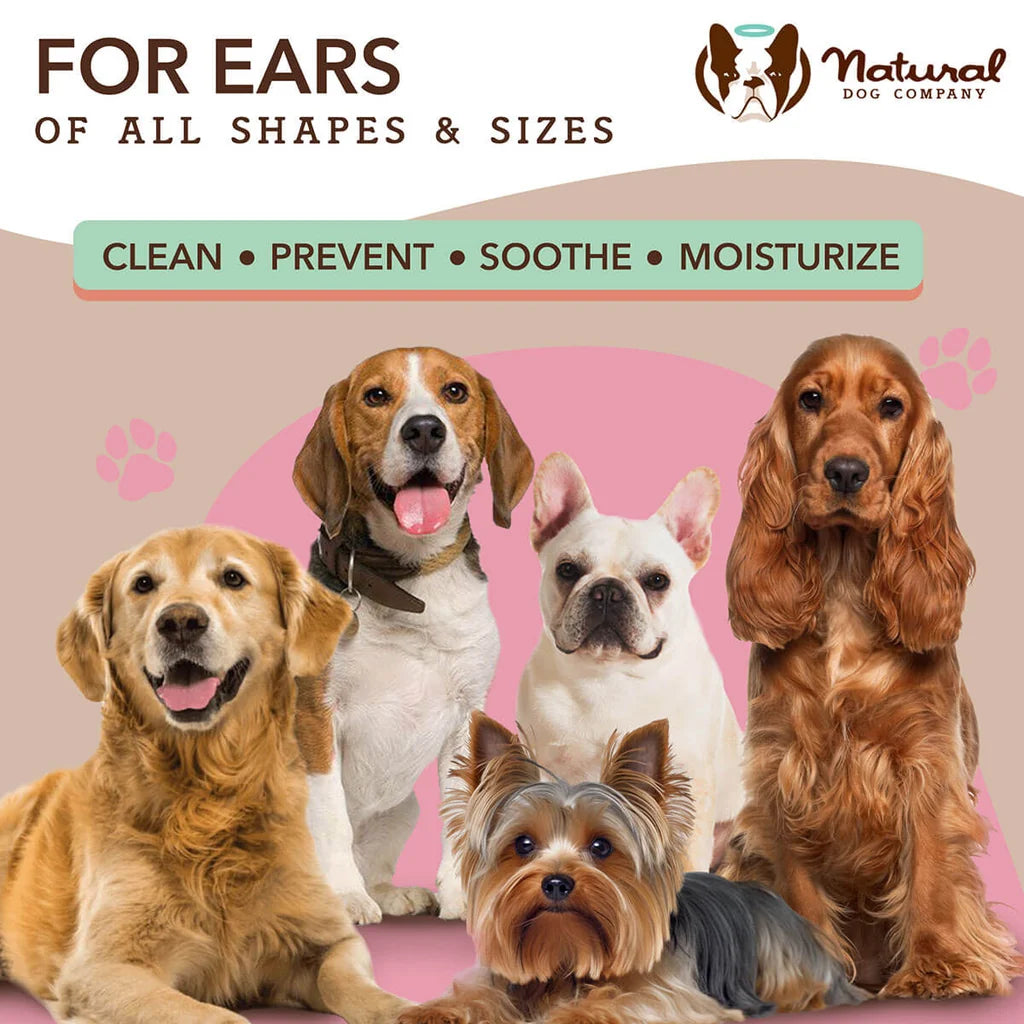 Natural Dog Company Ear Wipes For Dogs, 50-Count