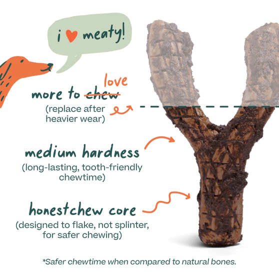 Woof Dog HonestChew Meaty Antler, Dog Treat