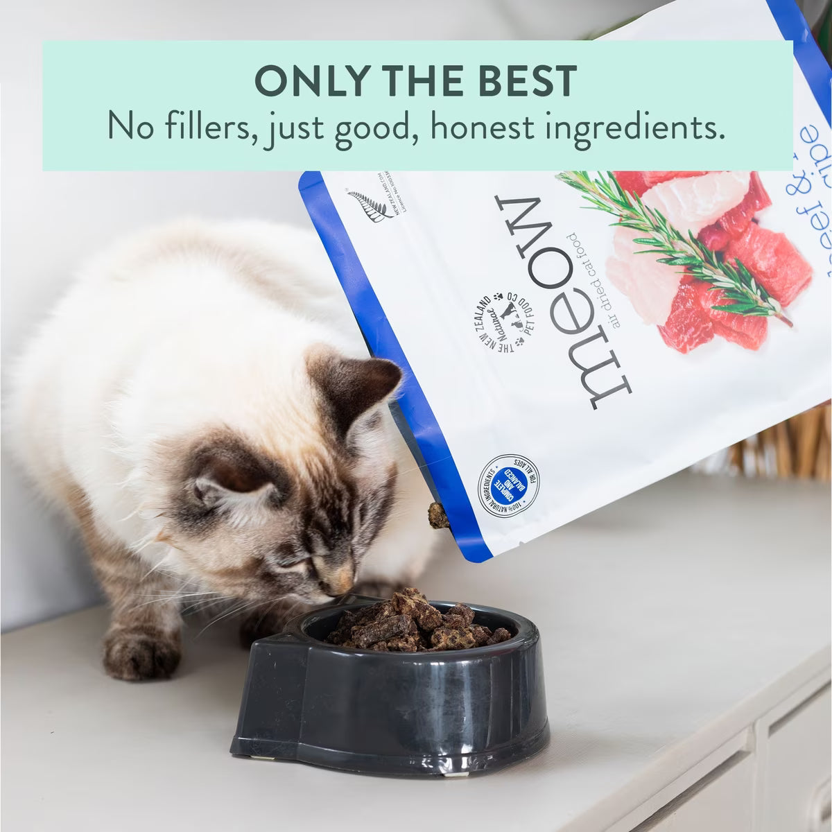 The New Zealand Natural Pet Food Co Meow Beef & Hoki Recipe, Air-Dried Cat Food, 26.5-oz Bag