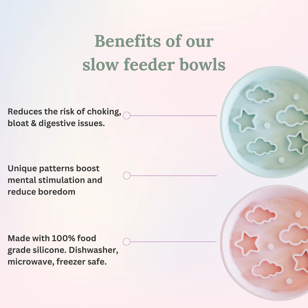 EmeryPets Star + Cloud Slow Feeder Bowls (Pink)