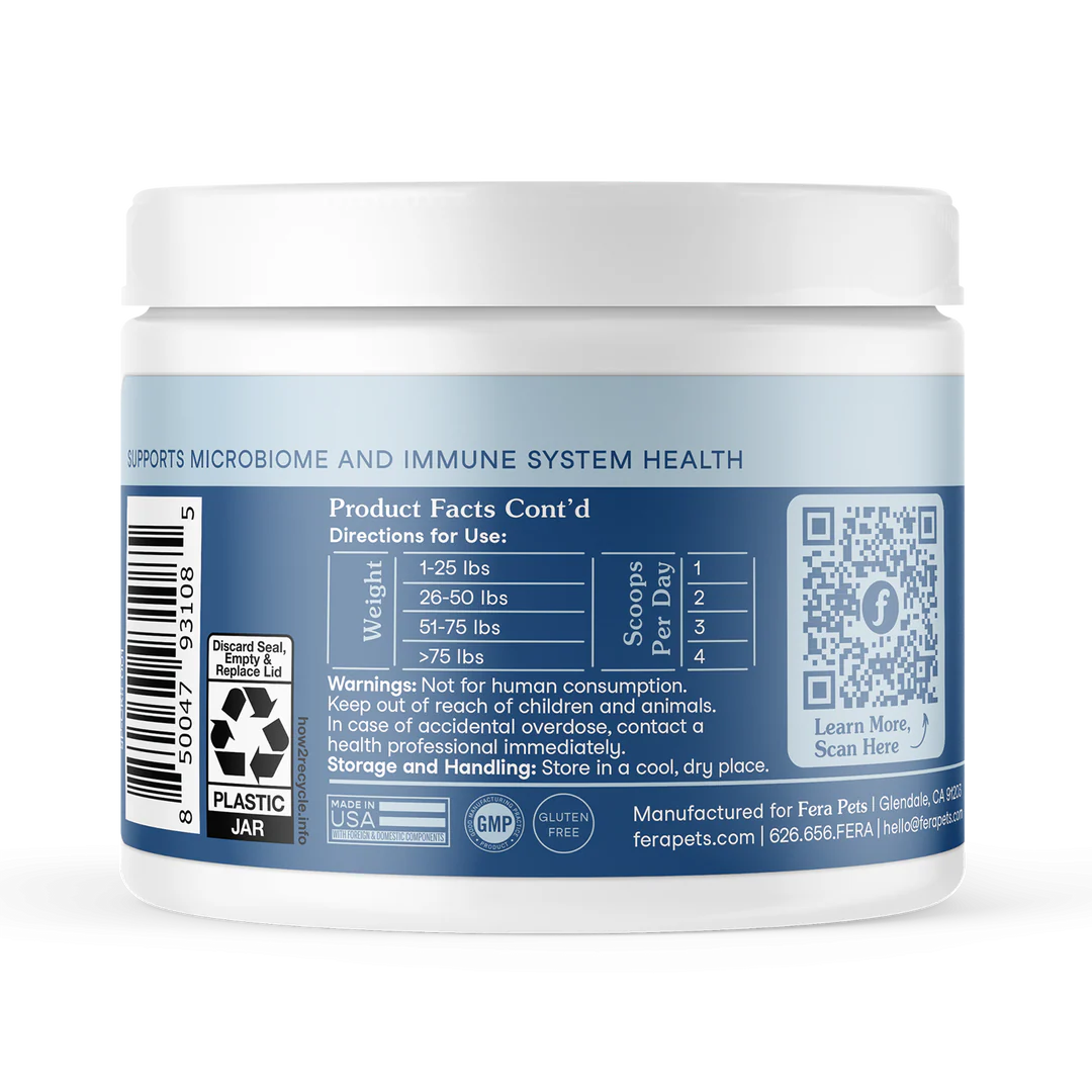 Fera Pets Postbiotics Plus For Dogs and Cats, Pet Supplement, 2.12-oz