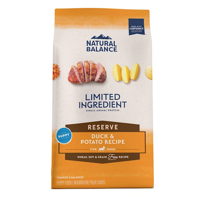 Natural Balance Limited Ingredient Reserve Grain Free Duck & Potato Puppy Recipe, Dry Dog Food