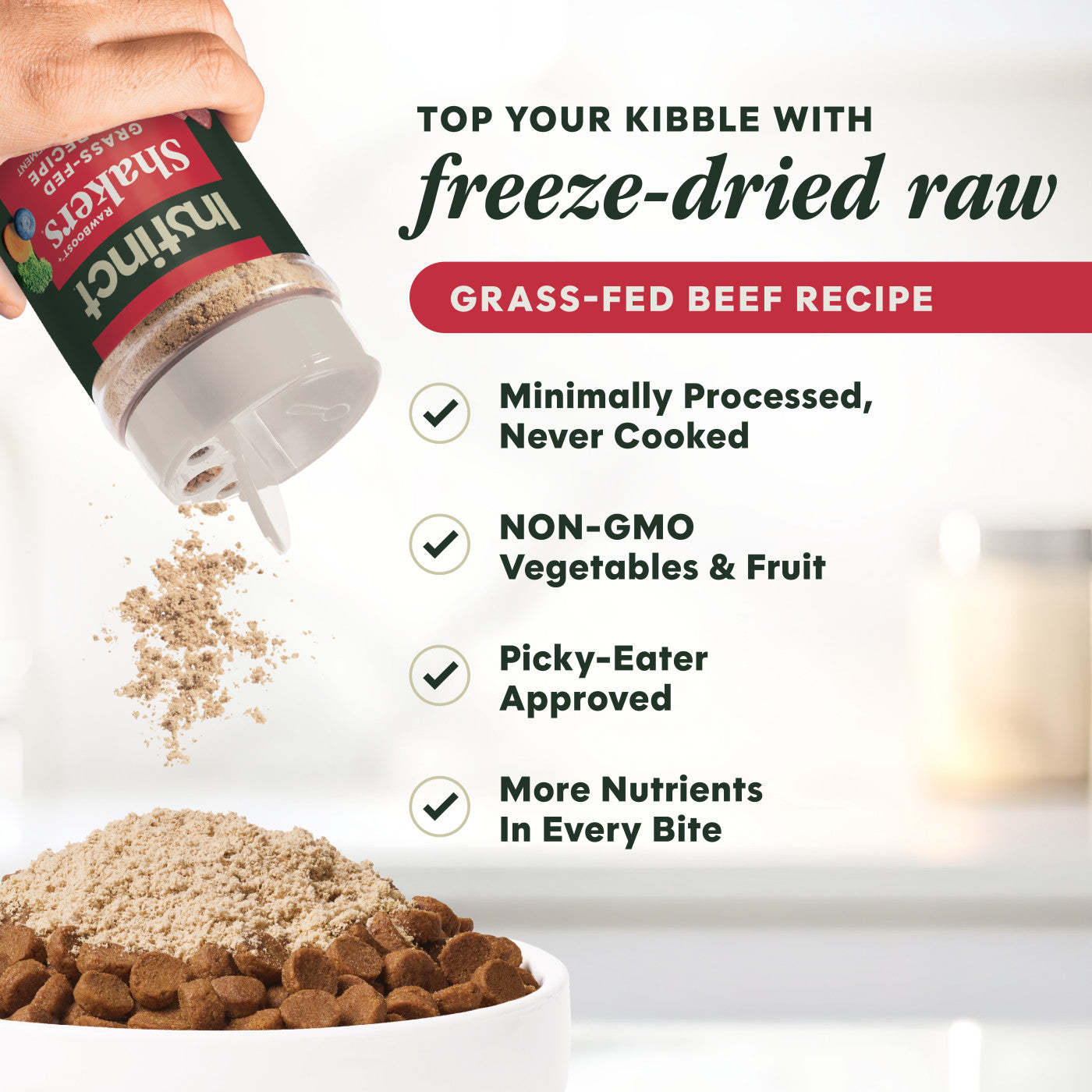 Instinct Raw Boost Shakers Beef Recipe 5.5-oz, Freeze-Dried Meal Topper