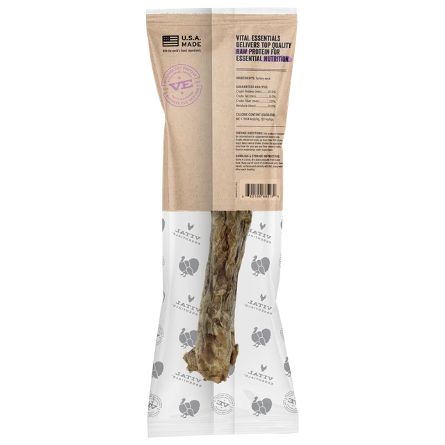 Vital Essentials Freeze-Dried Raw Bar Turkey Necks, Dog Chews