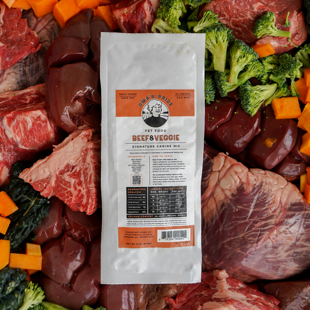 Oma's Pride Dog Beef Signature Mix, Frozen Raw Dog Food Supplement