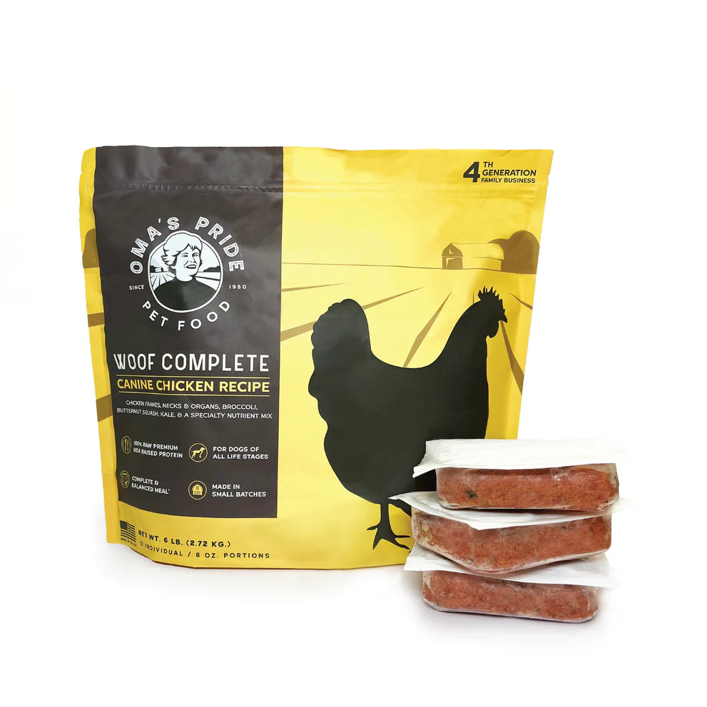 Oma's Pride Woof Complete Dog Chicken Recipe, Frozen Raw Dog Food