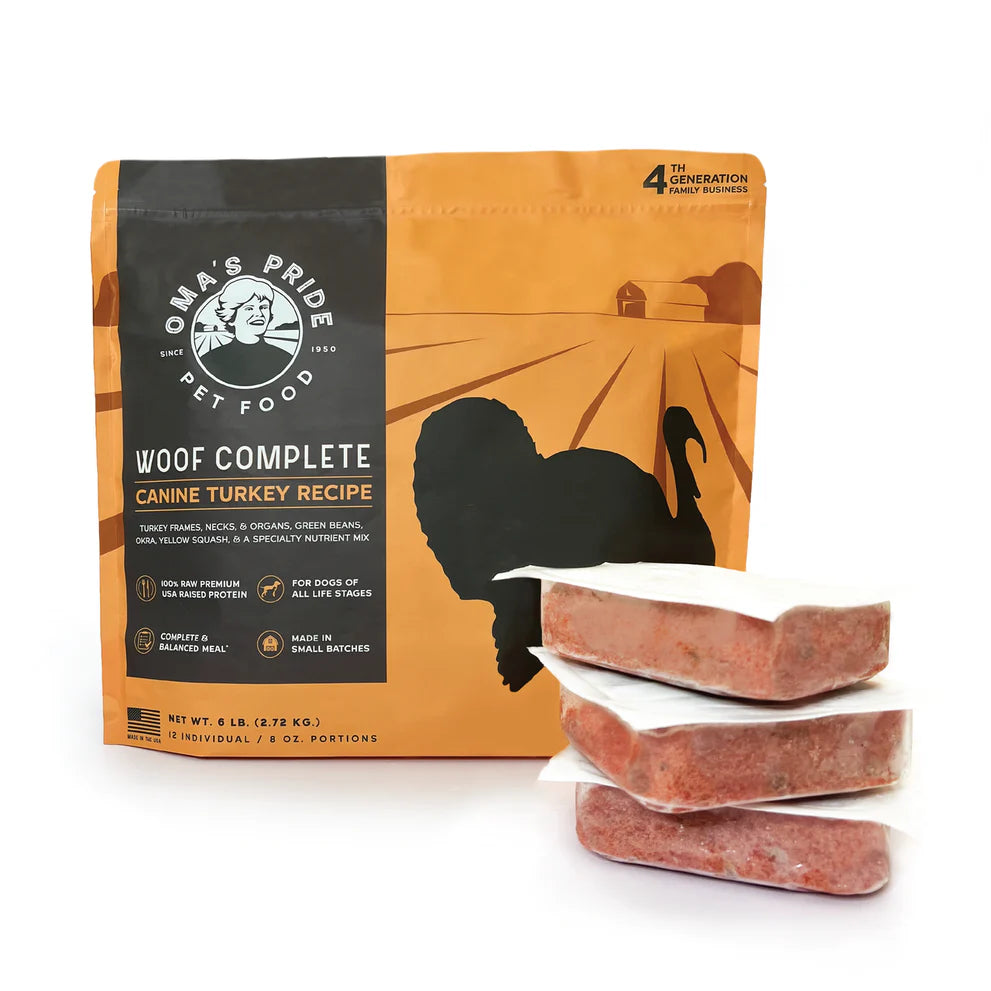 Oma's Pride Woof Complete Dog Turkey Recipe, Frozen Raw Dog Food