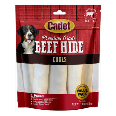Cadet Premium Grade Beef Hide Curls 1-lb, Dog Chew