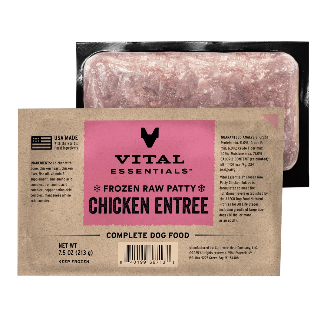 Vital Essentials Chicken Patties Entree, Frozen-Raw Dog Food