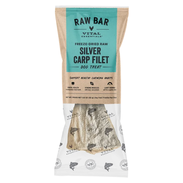 Vital Essentials Freeze-Dried Raw Bar Silver Carp Filet, Dog Chews