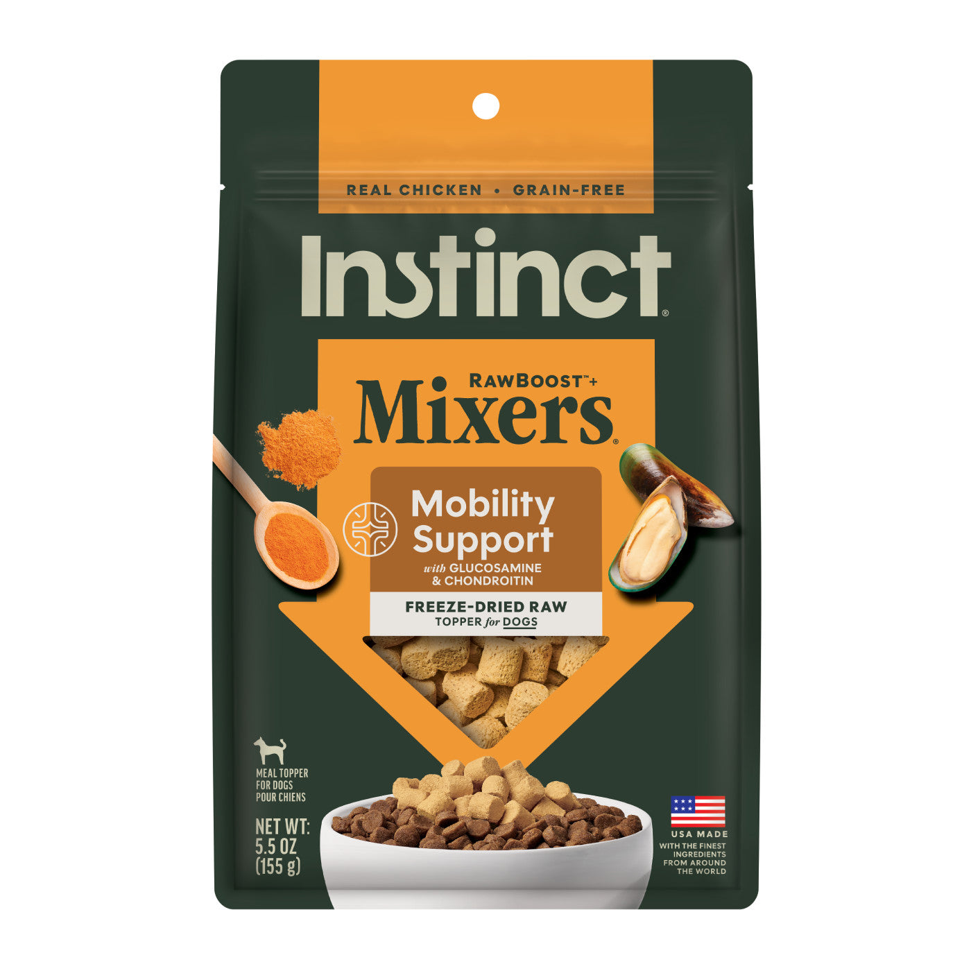 Instinct Raw Boost Mixers Mobility Support Health Freeze-Dried Dog Food Topper, 5.5-oz Bag