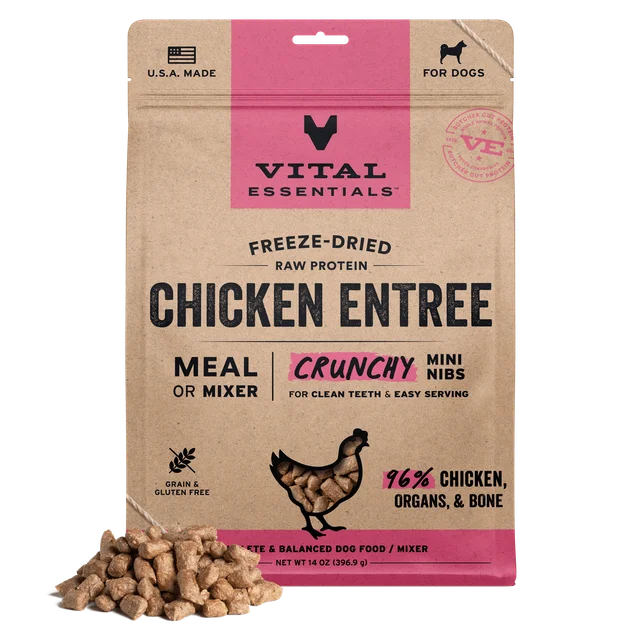 Vital Essentials Chicken Crunchy Mini Nibs Freeze-Dried Raw Dog Food