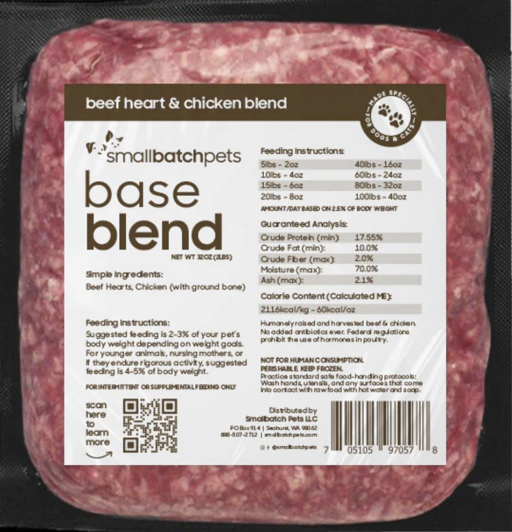Smallbatch Beef Heart & Chicken Blend, Frozen Raw Pet Supplement, 2-lb