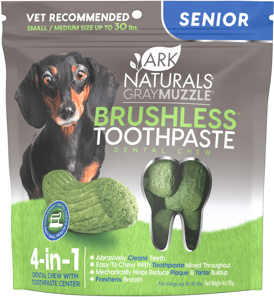 Ark Naturals Gray Muzzle Brushless Toothpaste For Seniors, Dental Chew