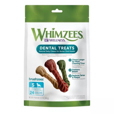 Whimzees Brushzees Dental Care Chews for Dogs, Small 12.7-oz Bag, 24-Count