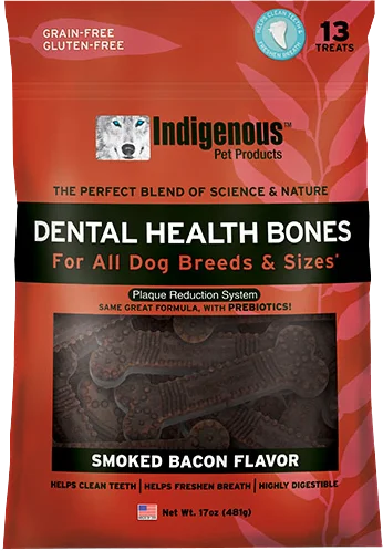 Indigenous Dental Health Bones Smoken Bacon Flavor 17-oz, Dog Dental Treat