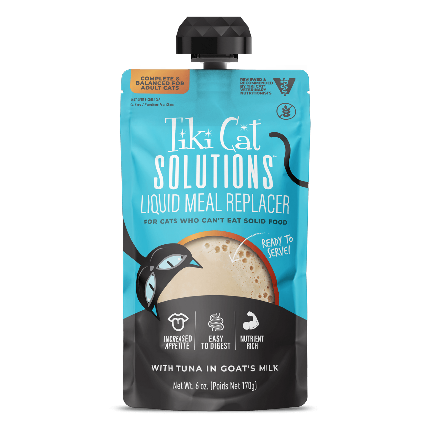 Tiki Cat® Solutions™ Liquid Meal Replacer With Tuna in Goat’s Milk, 6-oz Pouch