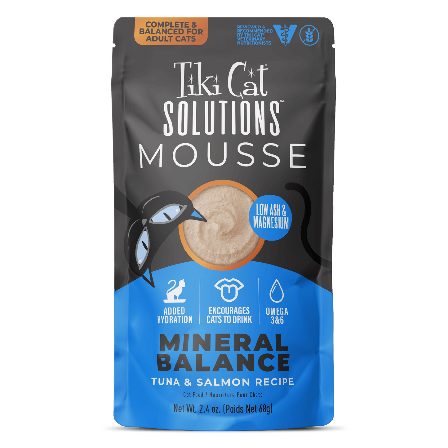 Tiki Cat® Solutions™ Mineral Balance Mousse: Tuna & Salmon Recipe, 2.4-oz Case Of 12