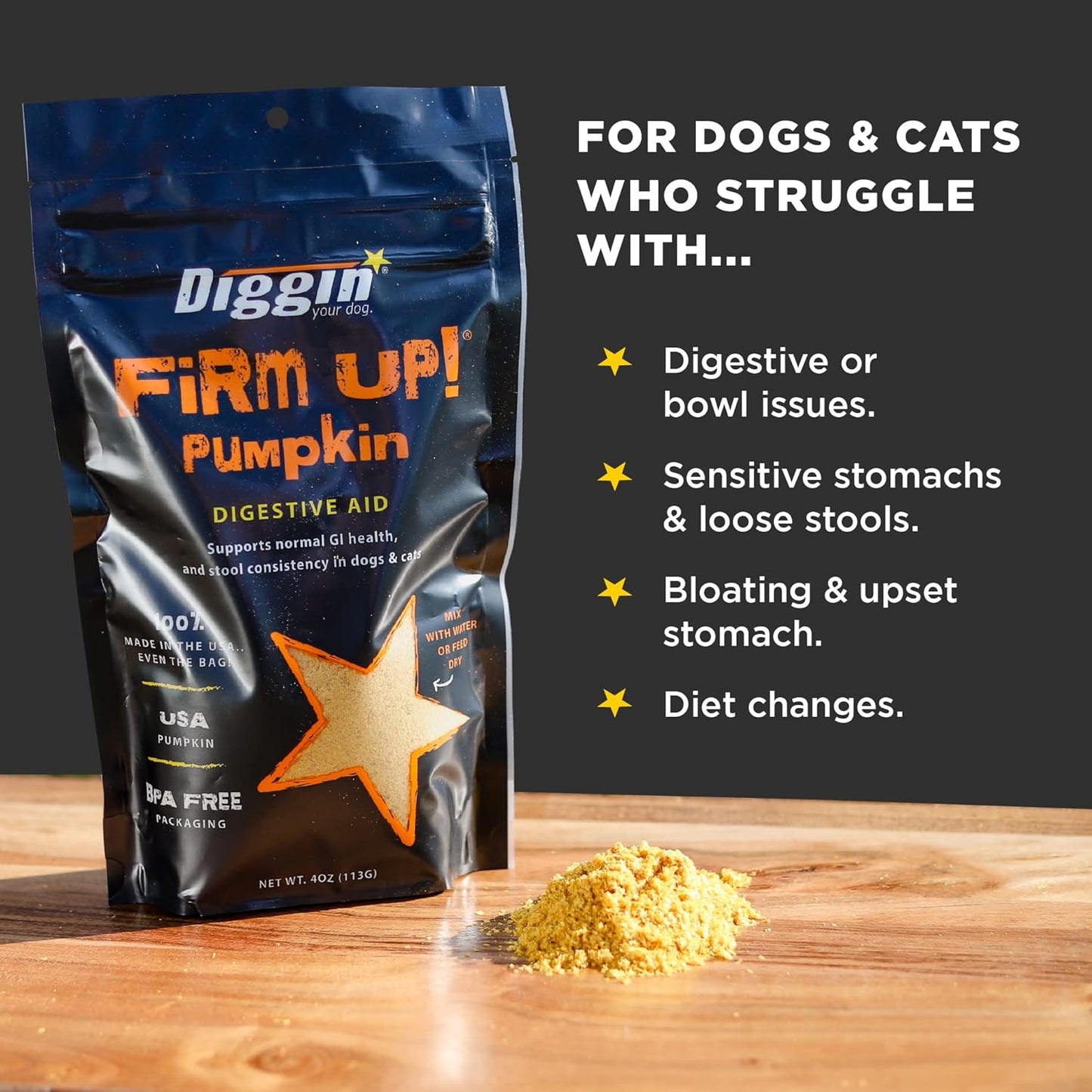 Diggin Firm Up Pumpkin 4-oz, Pet Supplement