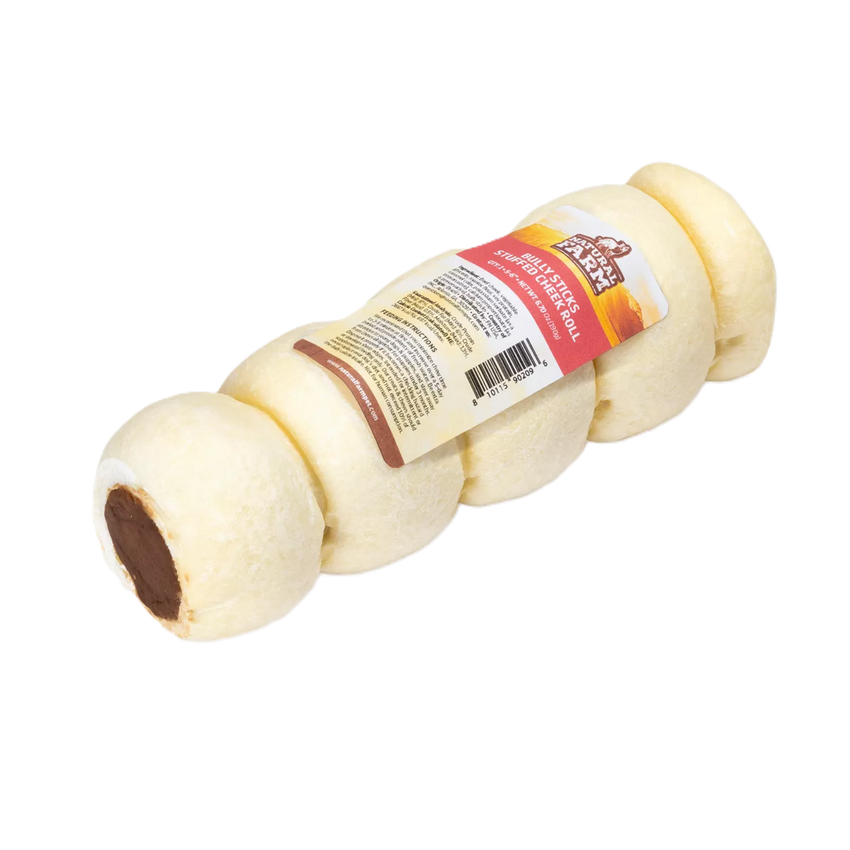 Natural Farm Bully Sticks Stuffed Cheek Roll, Dog Chews, 10-12 in