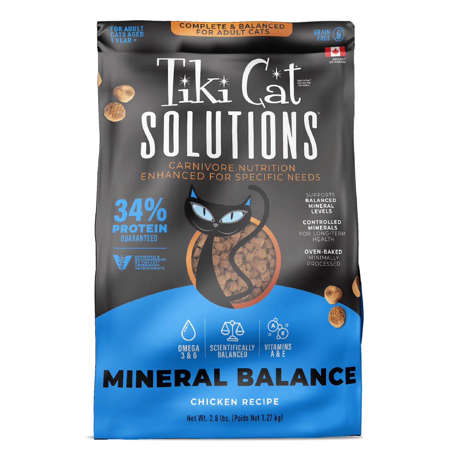 Tiki Cat® Solutions™ Mineral Balance Baked Kibble: Chicken Recipe 2.8-lb, Dry Cat Food