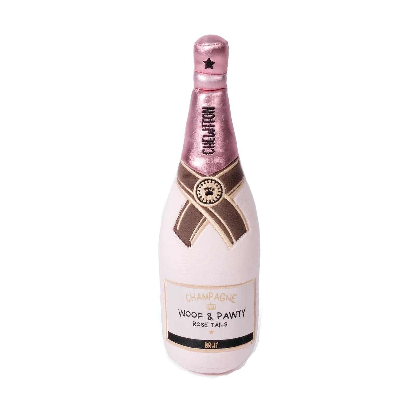 Chewffon Pink Champagne Squeaky, Dog Toy