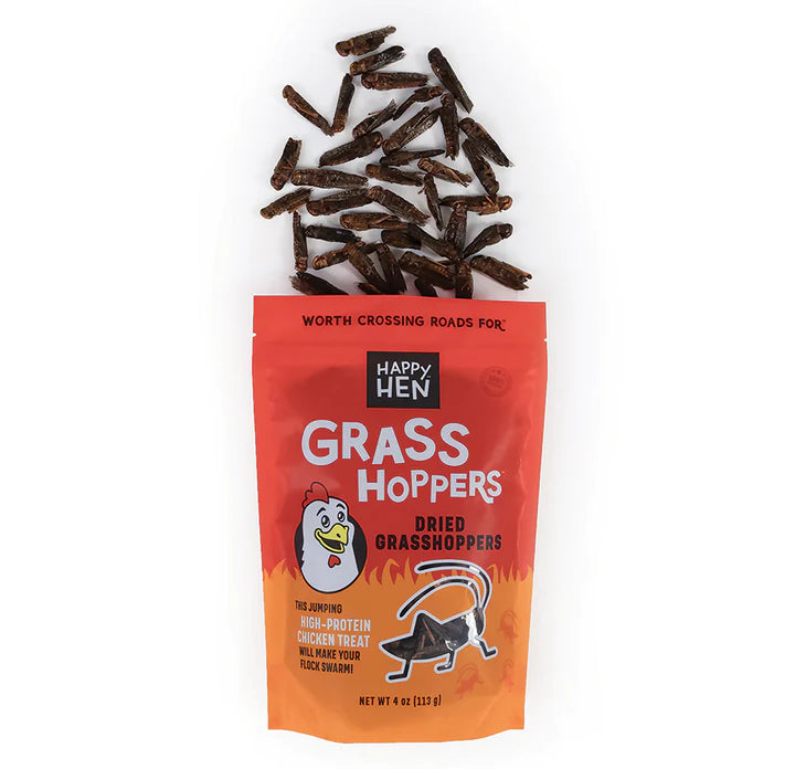 Happy Hen Treats Dried Grass Hoppers 4-oz, Poultry Treat