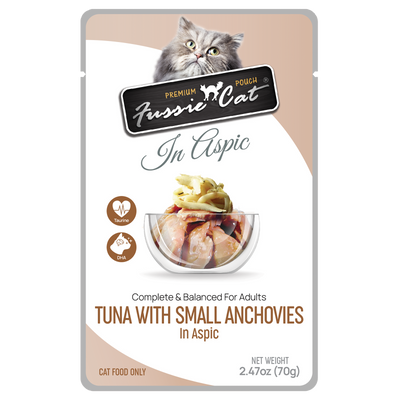 Fussie Cat Tuna With Small Anchovies In Aspic 2.47-oz Pouch, Wet Cat Food