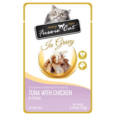 Fussie Cat Tuna With Chicken In Gravy 2.47-oz Pouch, Wet Cat Food