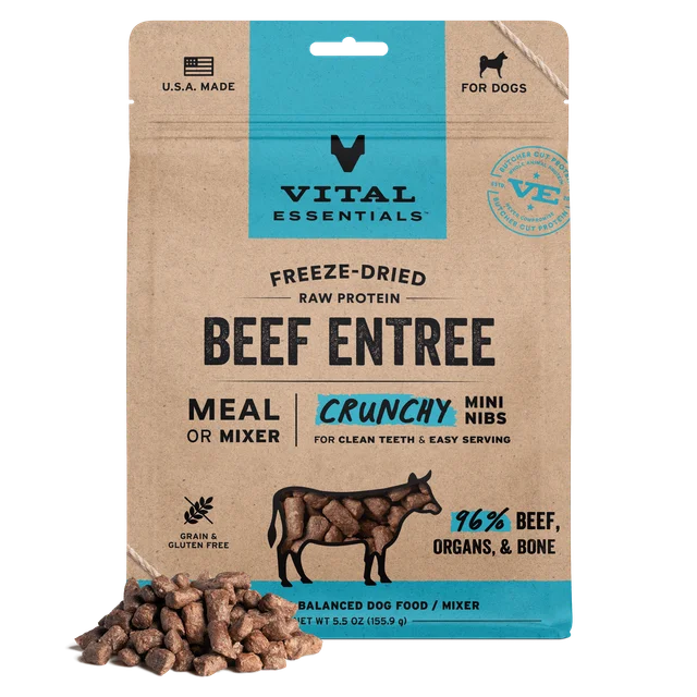 Vital Essentials Beef Crunchy Mini Nibs Freeze-Dried Raw Dog Food