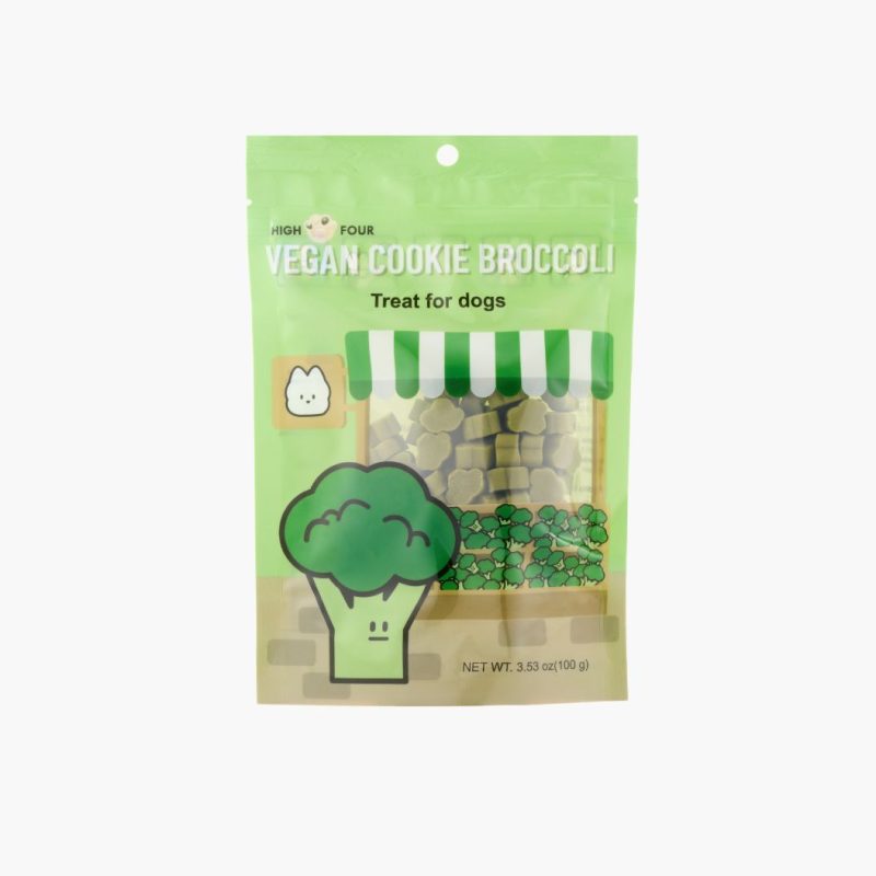 High Four Vegan Cookie for Dogs – Broccoli, Dog Treat, 3.53-oz Bag