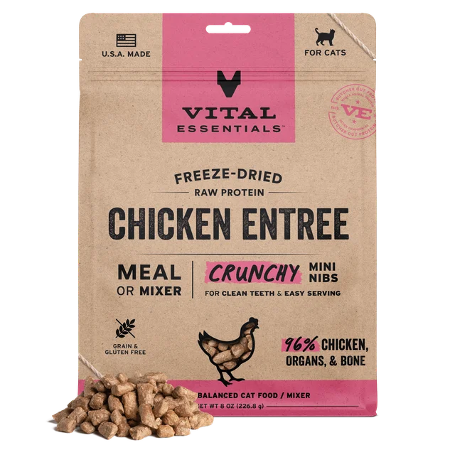 Vital Essentials Chicken Crunchy Mini Nibs, Freeze-Dried Cat Food