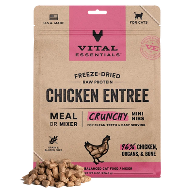 Vital Essentials Chicken Crunchy Mini Nibs, Freeze-Dried Cat Food