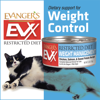 Evanger's Restricted Diet Weight Management Chicken, Salmon & Sweet Potato Pate Recipe, Wet Cat Food,5.5-oz Case Of 24