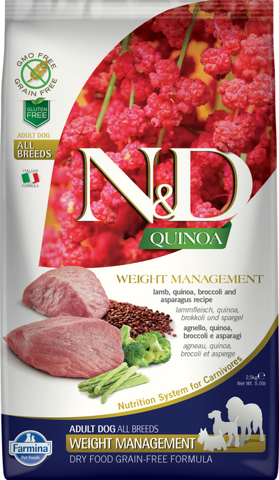 Farmina N&D Quinoa Weight Management Lamb Medi/Maxi 15.4-lb, Dry Dog Food