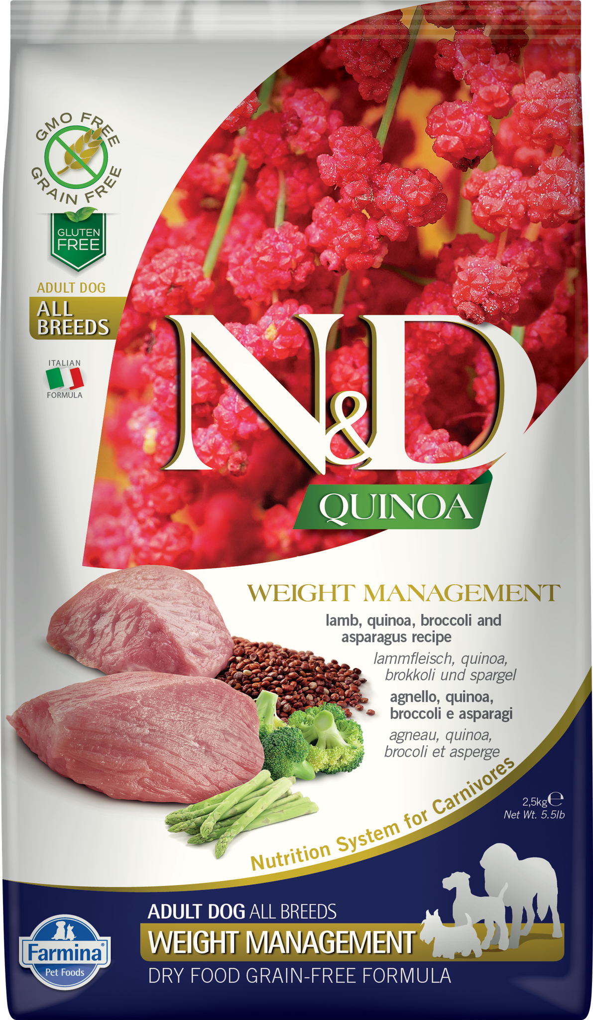 Farmina N&D Quinoa Weight Management Lamb Medi/Maxi 15.4-lb, Dry Dog Food