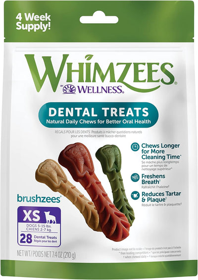 Whimzees Extra Small Brushzees 7.4-oz, 28-Count, Dog Treat
