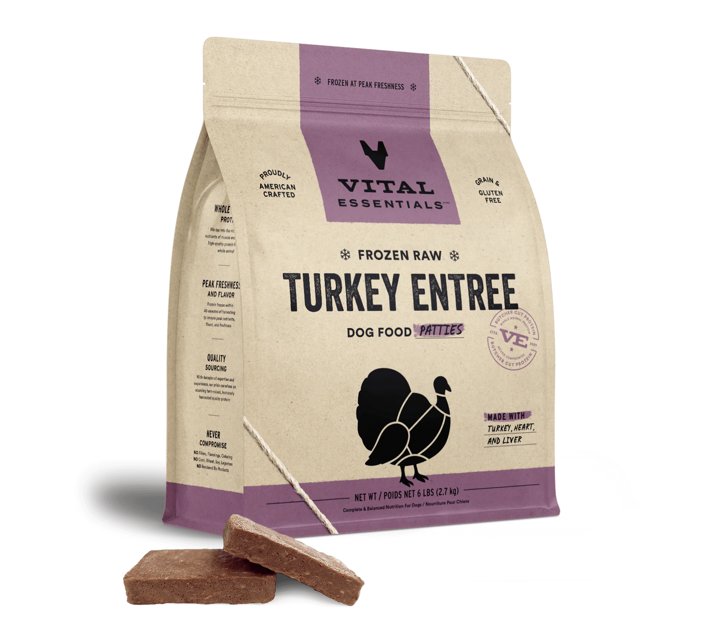 Vital Essentials Turkey Patties Frozen Raw Dog Food