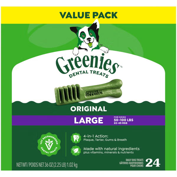 GREENIES Large Original Natural Dog Dental Care Chews Oral Health Dog Treats