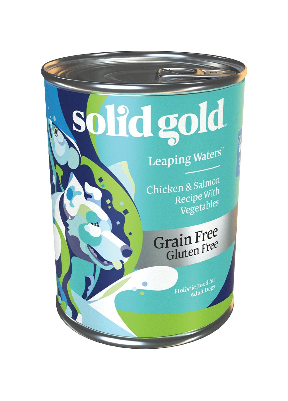 Solid Gold Leaping Waters, Chicken and Salmon Recipe With Vegetables, Wet Dog Food, 13.2-oz Case of 6