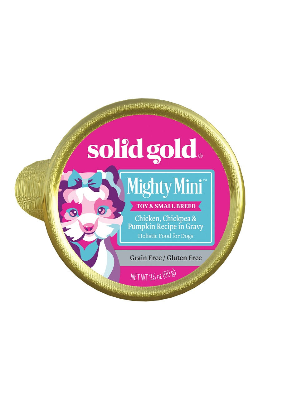 Solid Gold Mighty Mini Chicken, Chickpea, and Pumpkin in Gravy, Wet Dog Food, 3.5-oz Case of 12