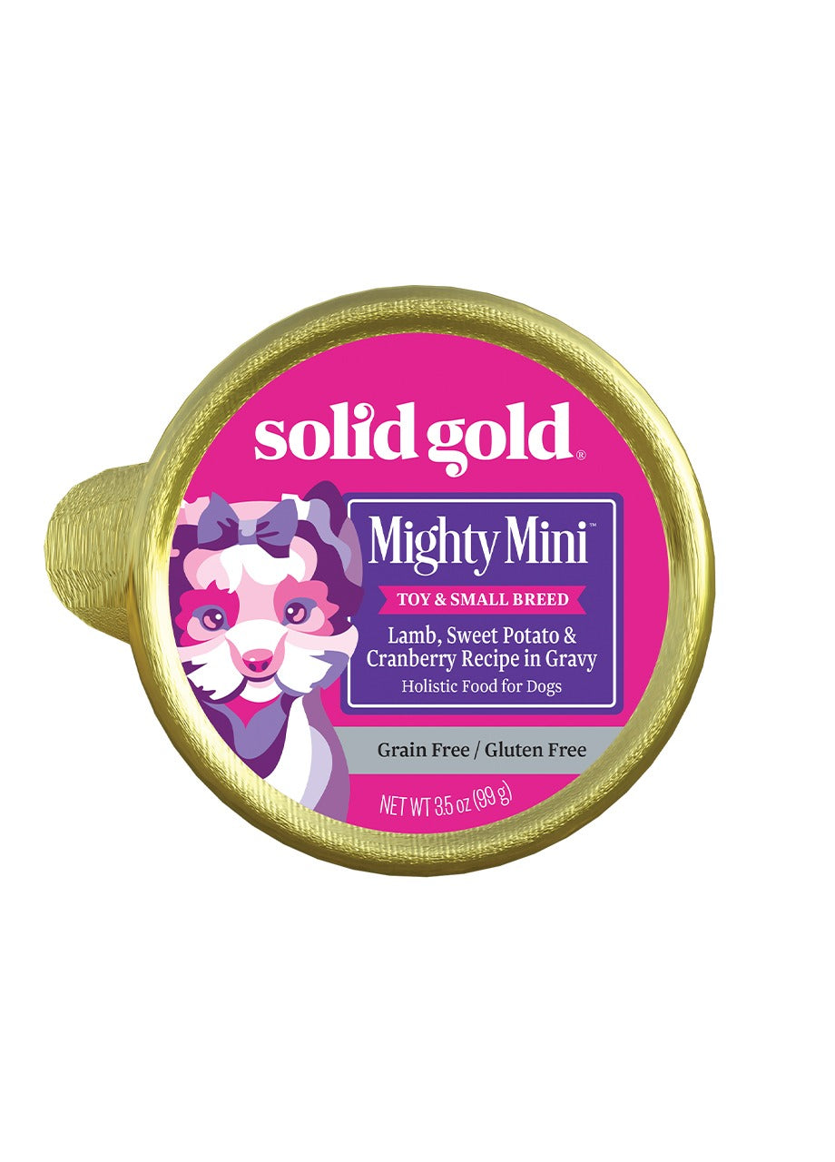Solid Gold Mighty Mini Lamb, Sweet Potato, and Cranberry in Gravy, Wet Dog Food, 3.5-oz Case of 12