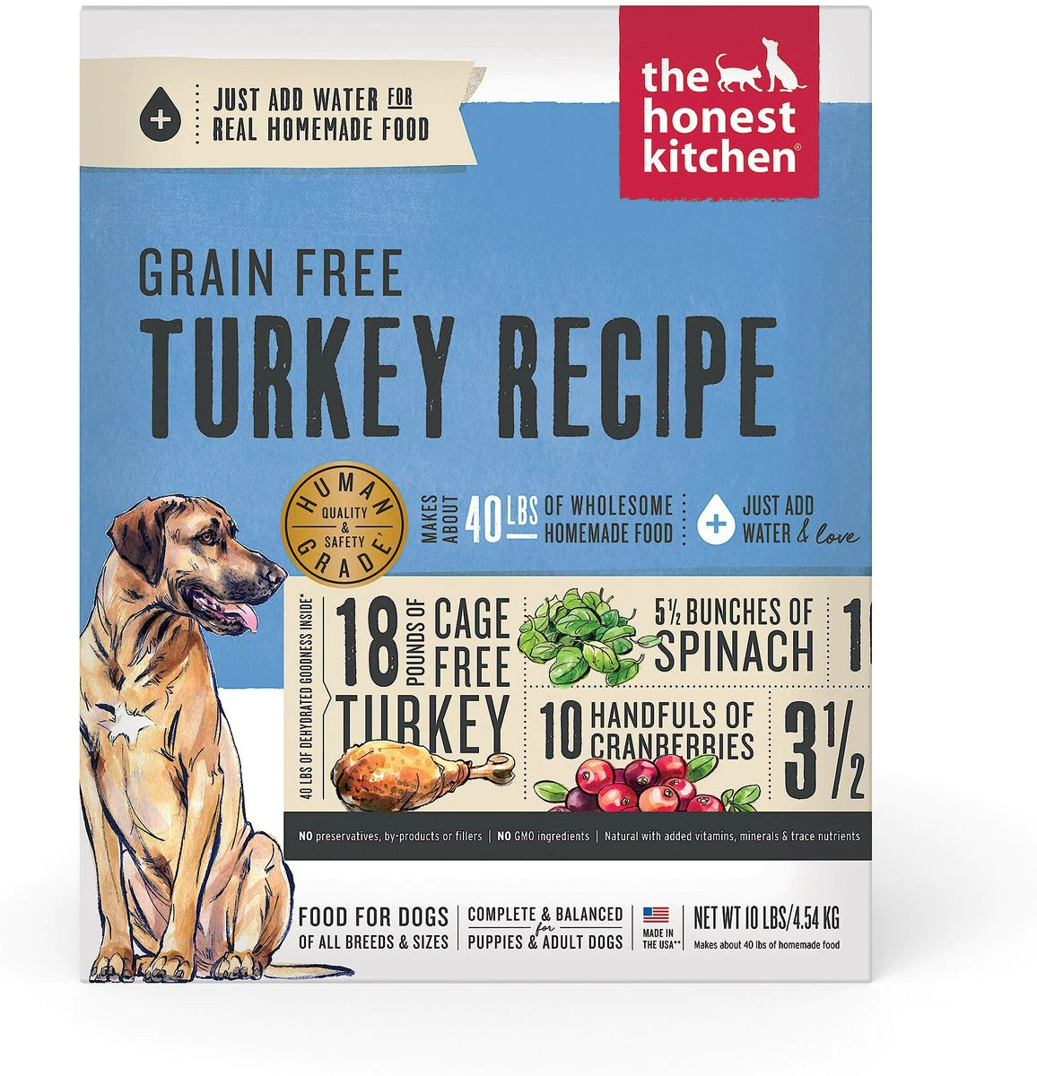 The Honest Kitchen Grain Free Turkey Recipe Dehydrated Dog Food, 10-lb Box
