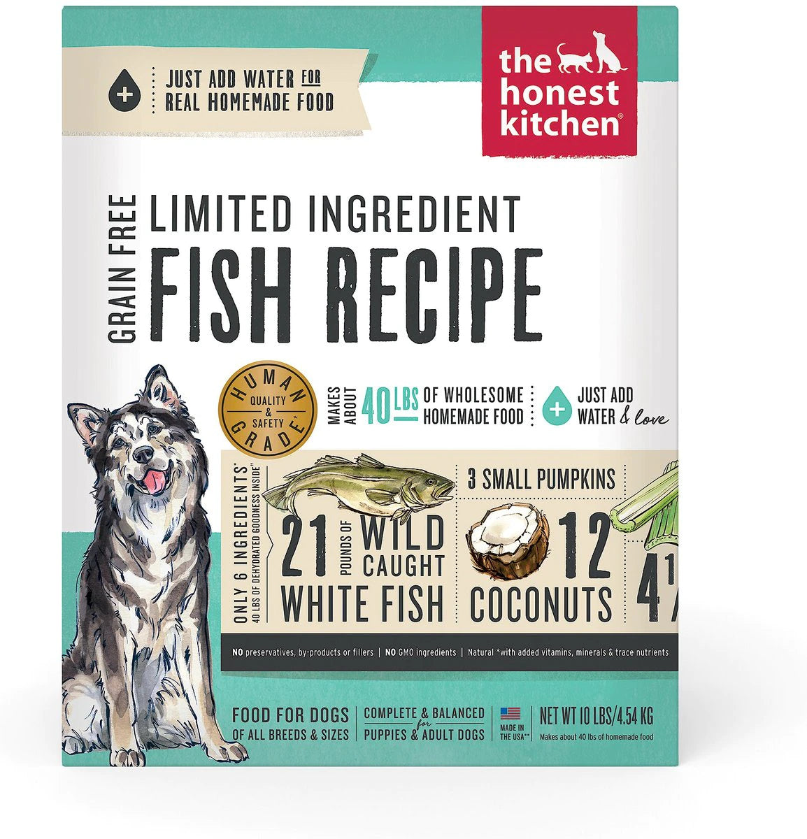The Honest Kitchen Grain Free Limited Ingredient Fish Recipe Dehydrated Dog Food, 10-lb Box