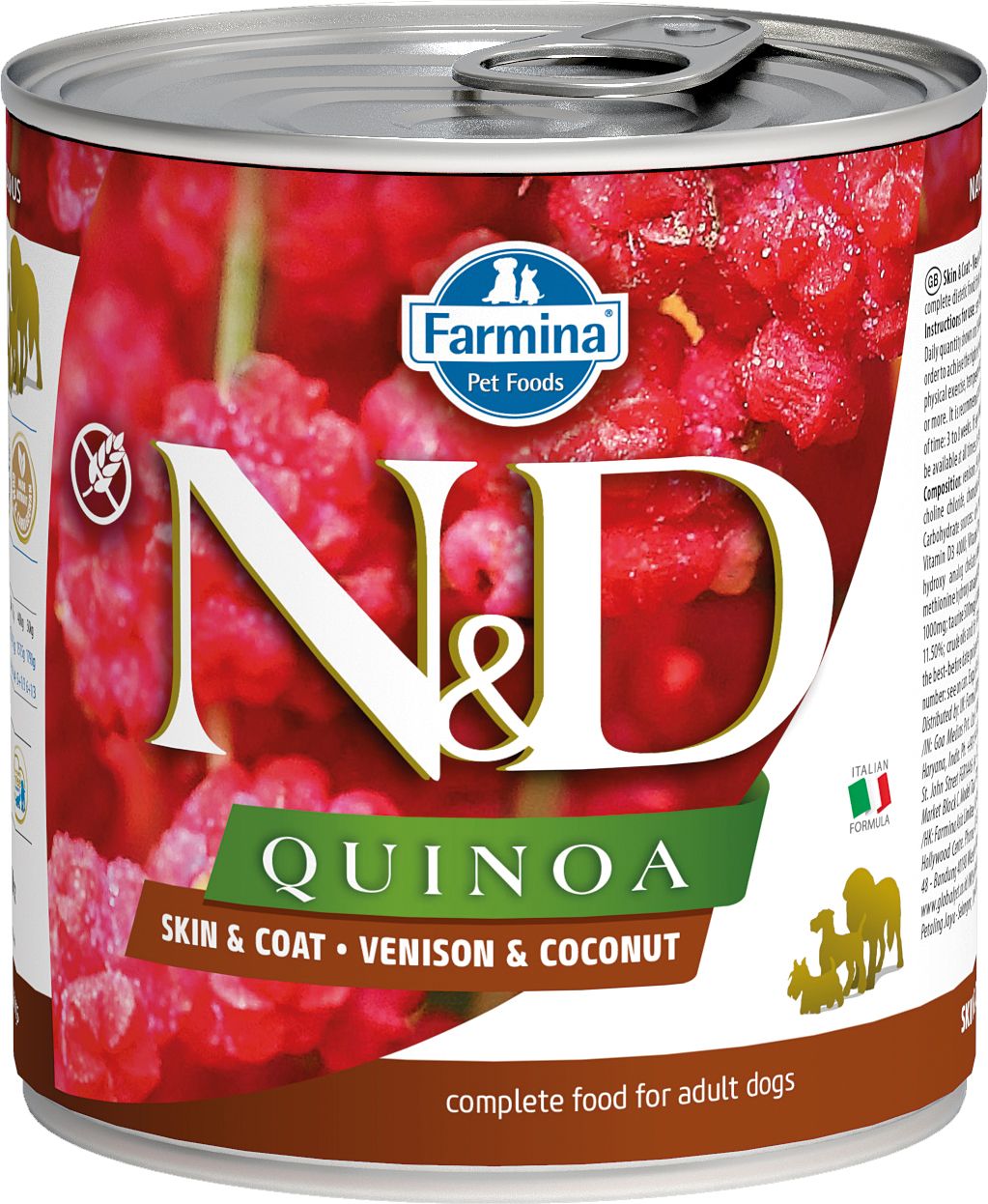 Farmina N&D Quinoa Dog Skin & Coat Venison & Coconut Recipe, Wet Dog Food, Case of 6
