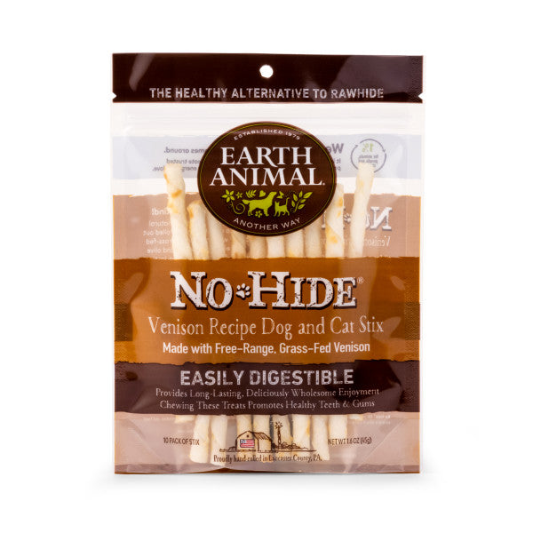 Earth Animal No-Hide Cage-Free Venison Natural Rawhide Alternative Dog Chews, 3-oz (10 pack)